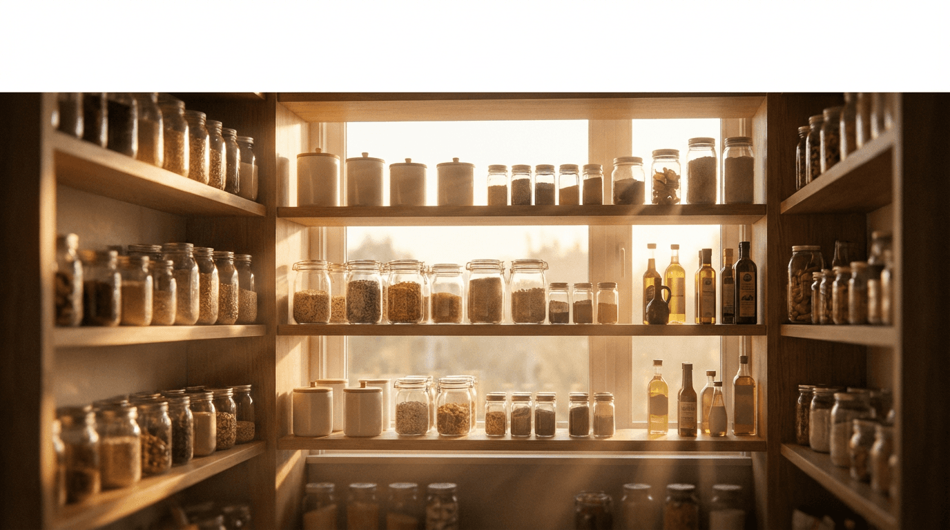 Well-stocked grocery aisle with shelves full of products